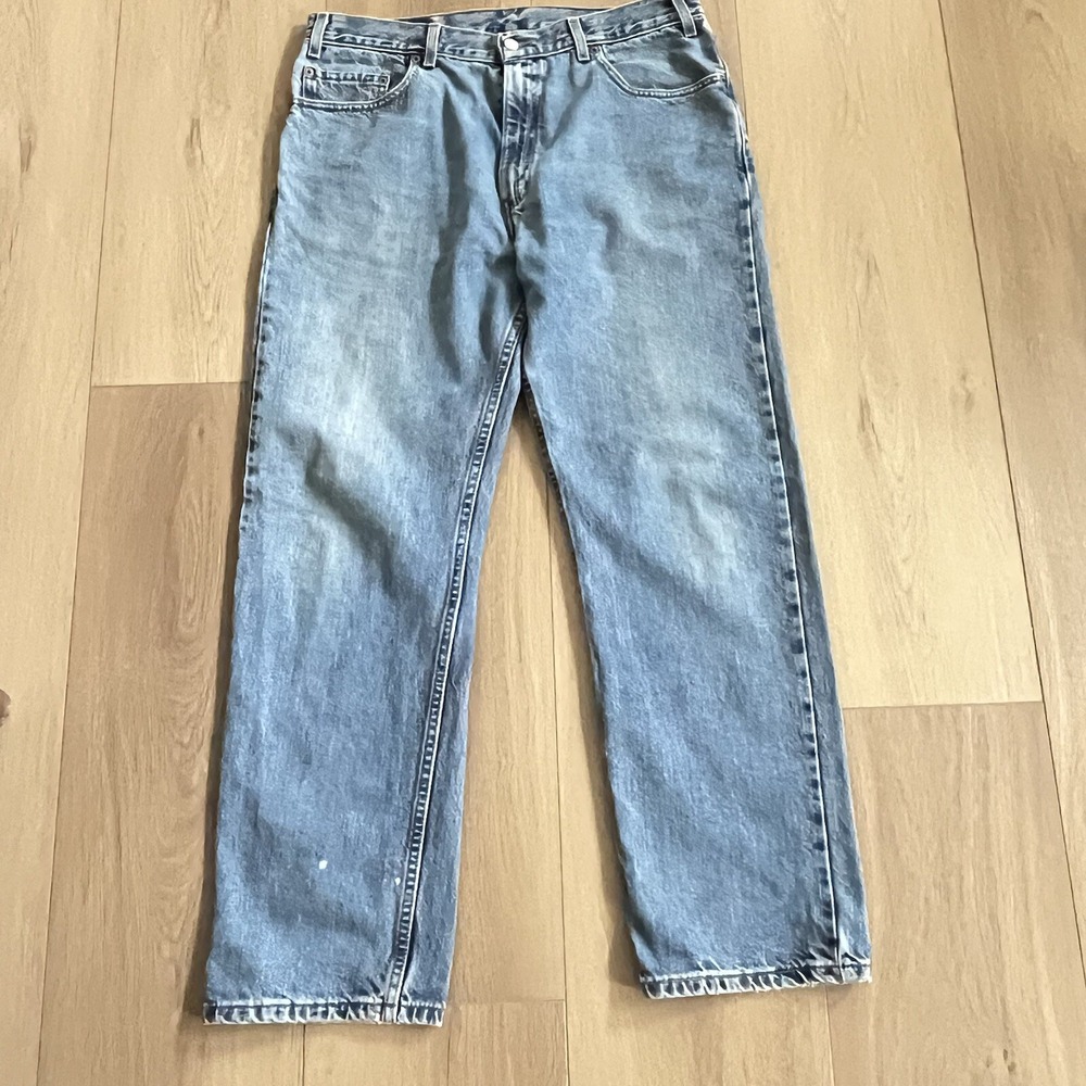 Levis 505 Jeans 36x30 Vintage Distressed Light Wash Straight Leg Faded Worn
